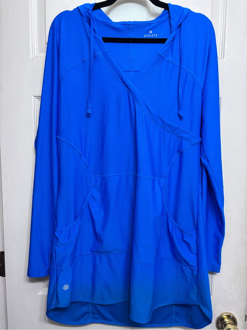 Athleta Wick-It Wader Royal Blue Hooded Swim Cover Up XL